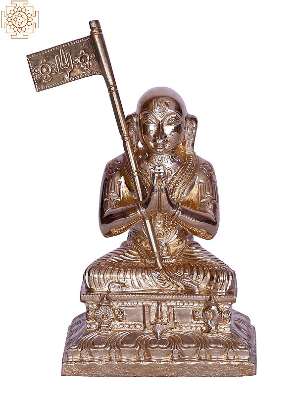 4" Small Hindu Philosopher Ramanuja Bronze Statue
