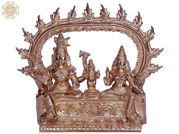 6" Small Lord Shiva and Parvati Seated on Throne