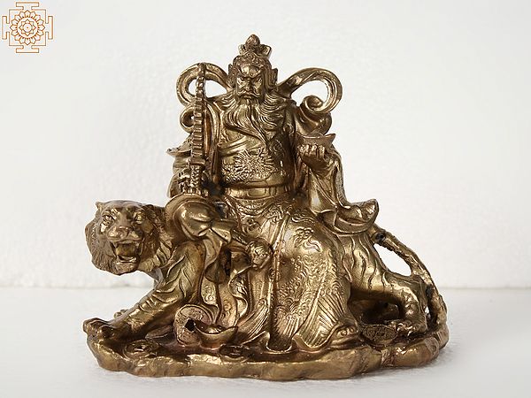 5" Bronze King Sitting on Lion