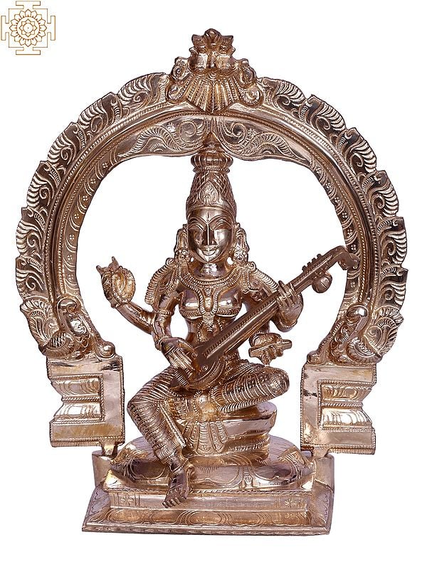 12" Hindu Goddess Saraswati With Arch
