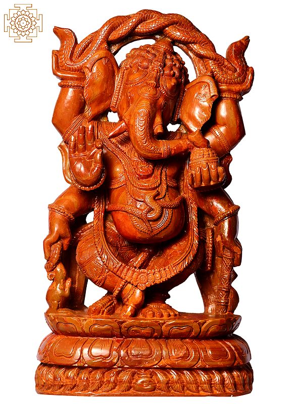 18" Hindu God Ganpanti In Red Stone