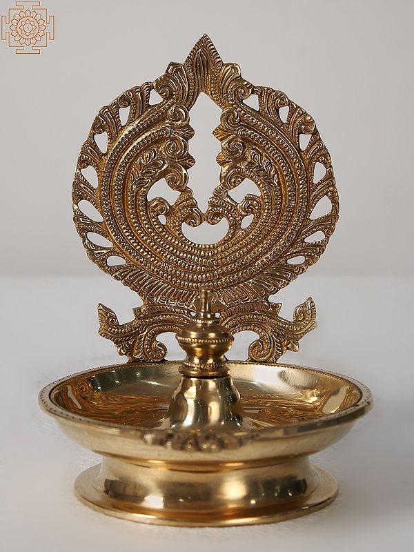 8" Brass Deepak (Lamp) with Jali