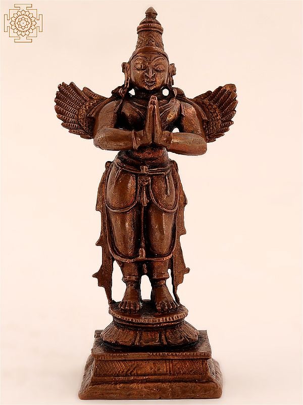 4" Small Copper Lord Garuda Statue