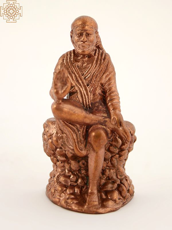 Small Hindu Saint Sai Baba Seated | Copper Statue