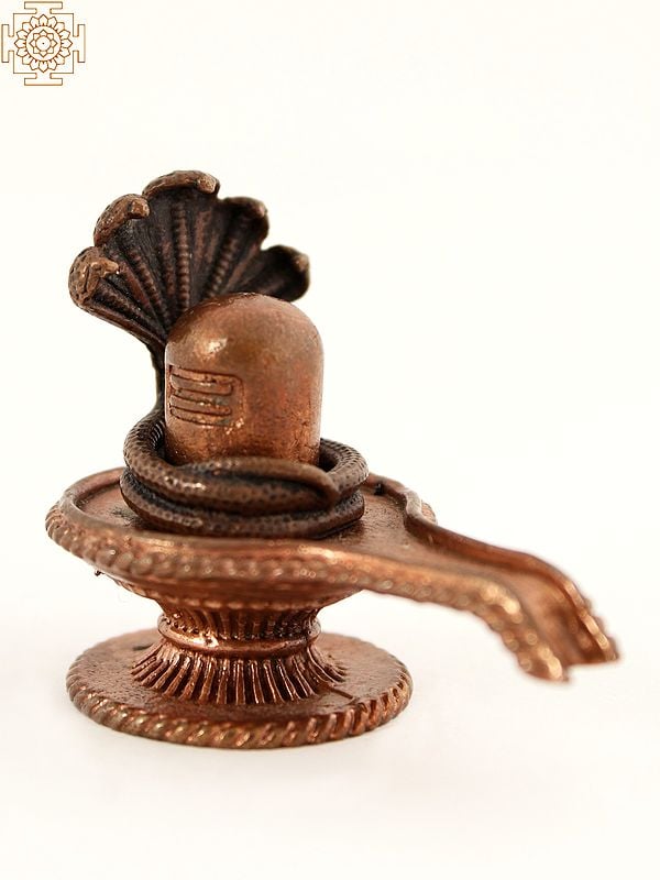 Small Shiva Lingam with Naga as Chattra | Copper Statue