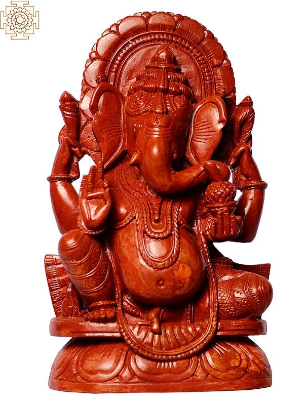 8" Red Stone Lord Ganpati