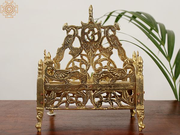 Brass Royal Peacock Throne with Om