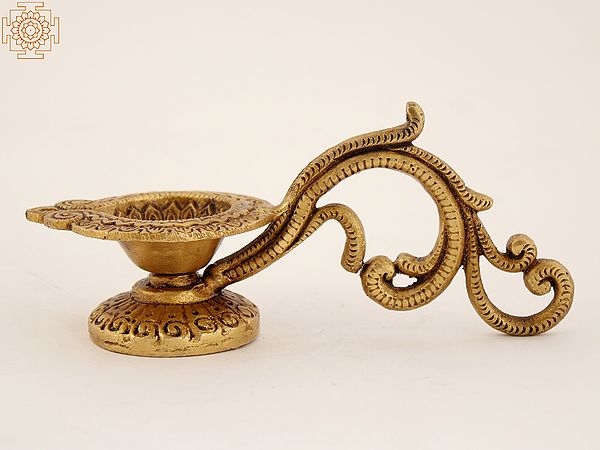 3" Hindu Pooja Lamp With Handle | Brass