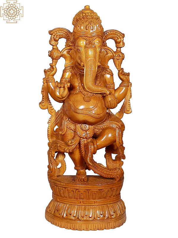 23" Lord Ganpati Standing On Pedestal
