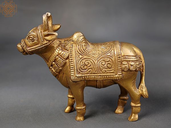 Brass Standing Nandi Sculpture