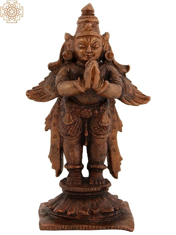 4" Small Hindu Holy Bird Garuda Copper Statue