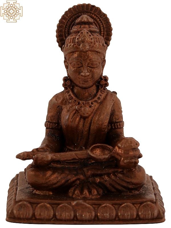 2" Small Hindu Goddess Annapurna Mata | Copper Statue