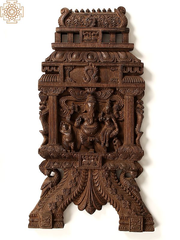 22" Wooden Siddhi Ganesha | Kavadi Wall Panel
