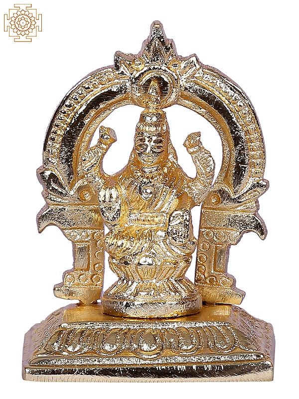 2" Hindu Goddess Lakshmi Brass Idol With Arch