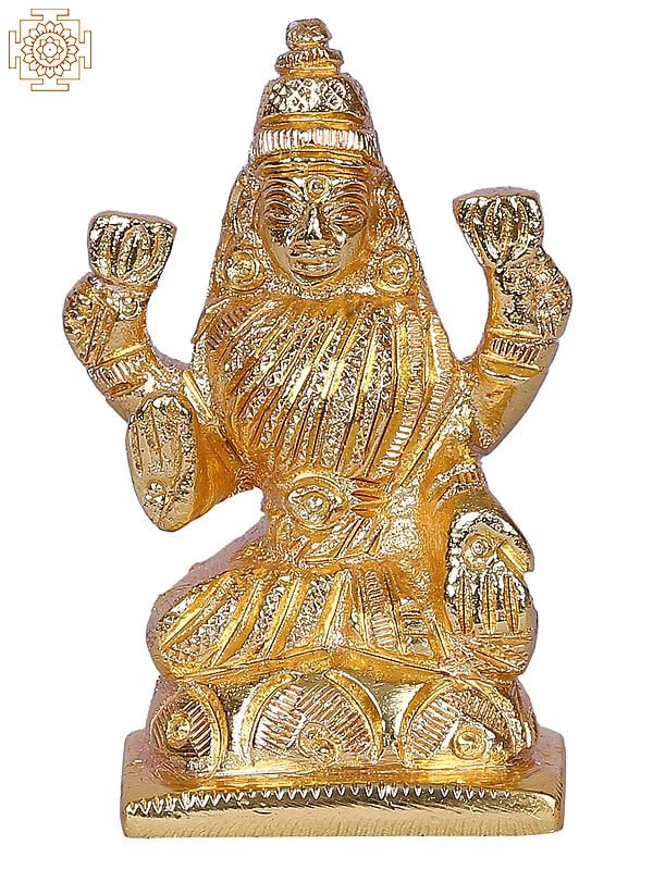 2" Hindu Deity Goddess Lakshmi Brass Sculpture