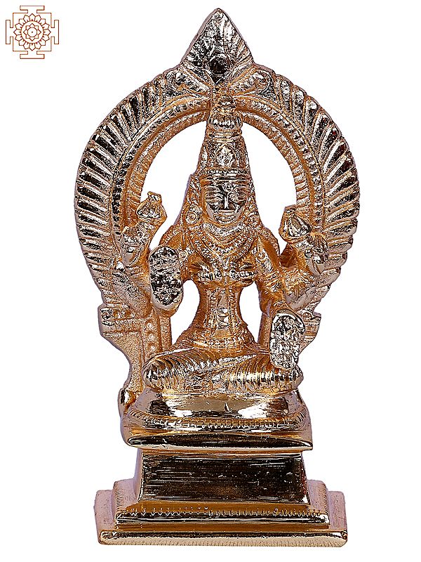 3" Small Goddess Lakshmi Brass Statue with Arch