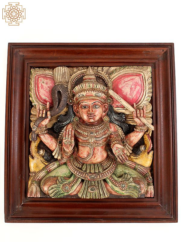 23" Wooden Lord Indra | Square Wall Panel