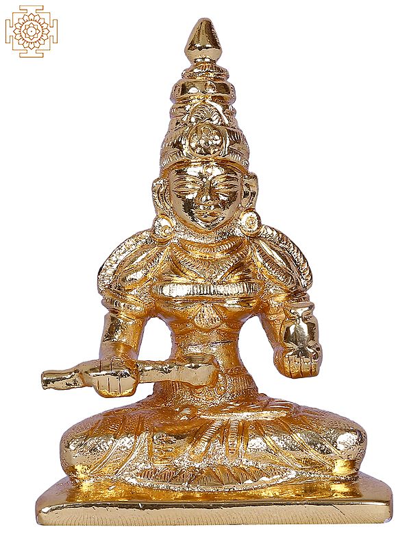 3" Goddess Annapurna - Hindu Goddess of Food and Nourishment | Gold Plated Brass Statue