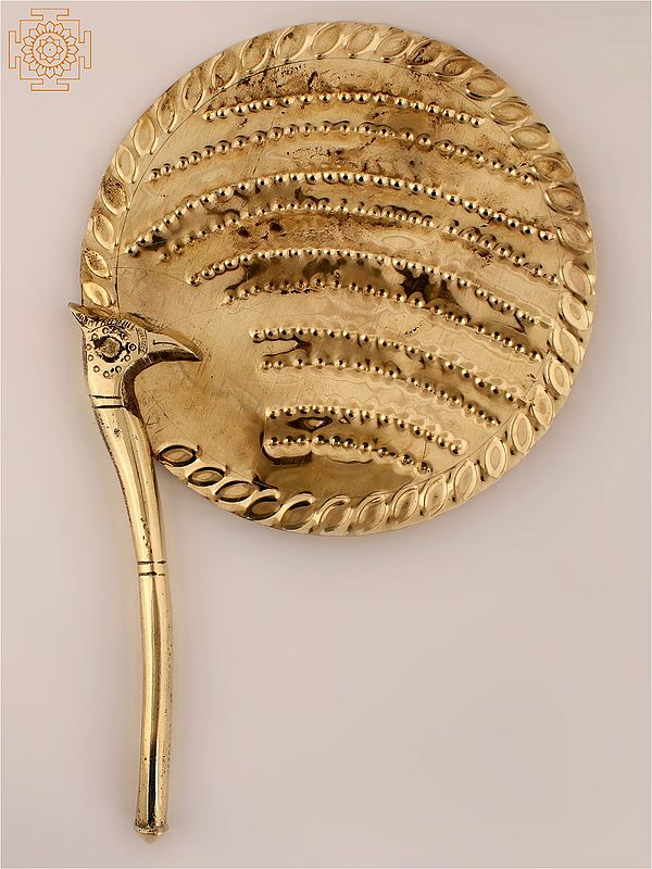 Hindu Shodasa Upachara Hand Fan in Brass