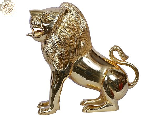 Seated Lion | Brass Statue | Gold Plated