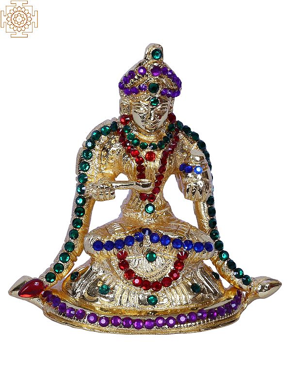 4" Small Annapurna Malai With Stone Work | Brass | Gold Plated