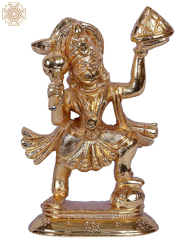 4'' Small Hanuman Statue - Made in Premium Quality Gold-plated Brass