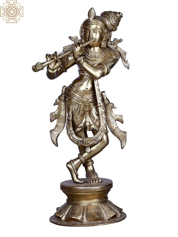 Lord Shri Krishna Play Flute | Brass Statue