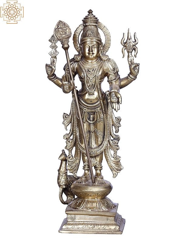 Lord Murugan With Peacock| Brass Statue