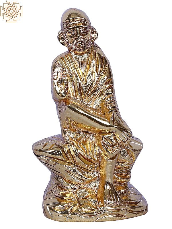 Small Sai Baba Seated | Gold-Plated Brass Statue