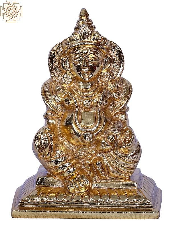 4'' Small God of Wealth Kubera Statue | Gold-Plated Brass Idol