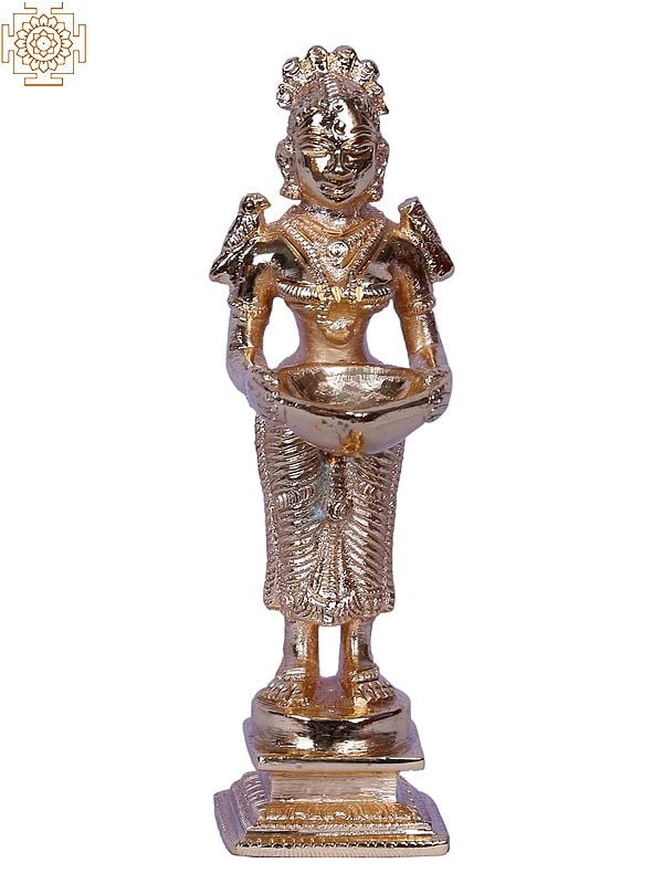 5'' Paavai Vilakku (Deepa Lakshmi) | Gold-Plated Brass Idol