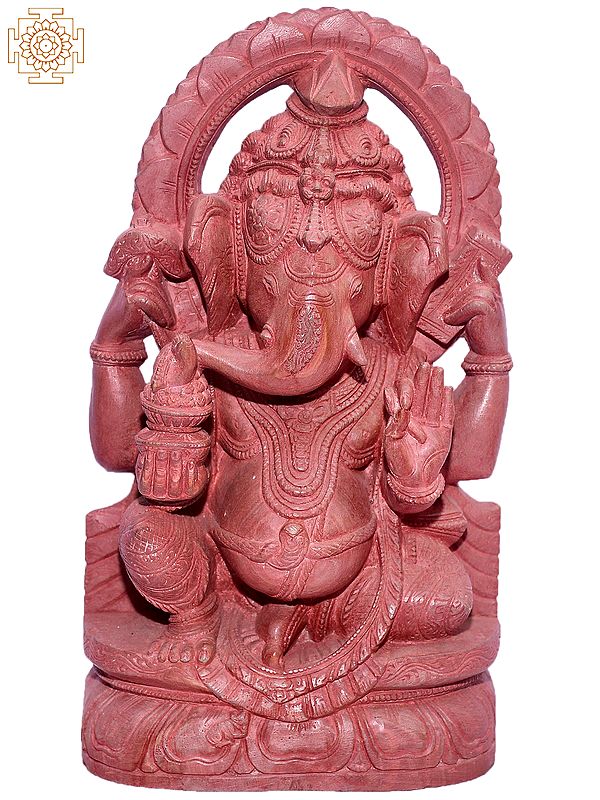 12" Hindu God Vinayaka In Red | Orissa Stone
