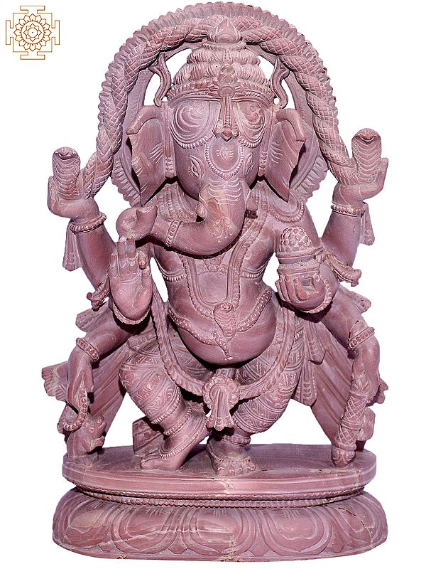 12" Hindu God Ganesha With Six Hands | Orissa Stone