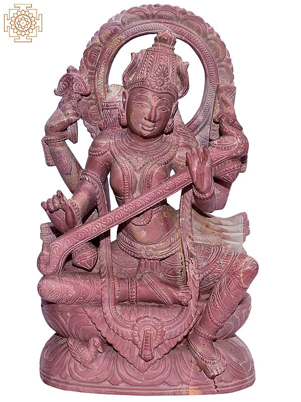 12" Hindu Goddess Saraswati | Orissa Stone
