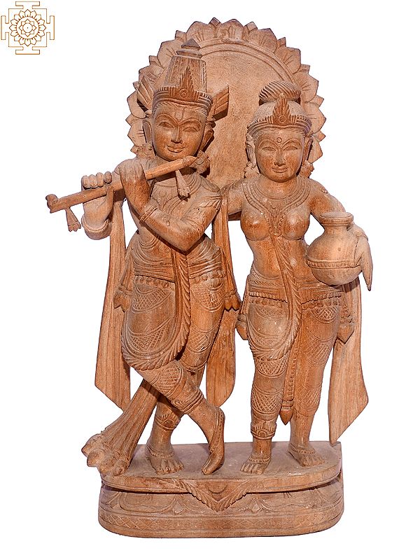 12" Radha Krishna Playing Flute | Orissa Wood
