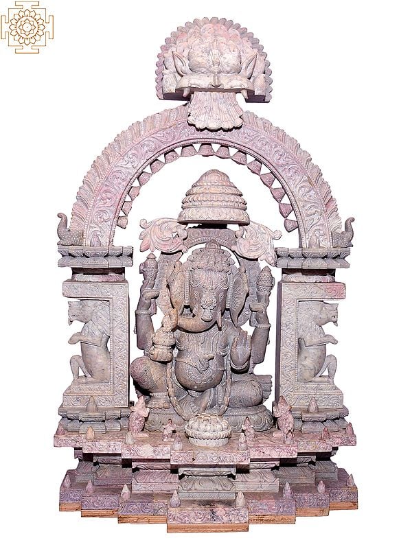 27" Lord Ganesha Seated under Decorated Temple