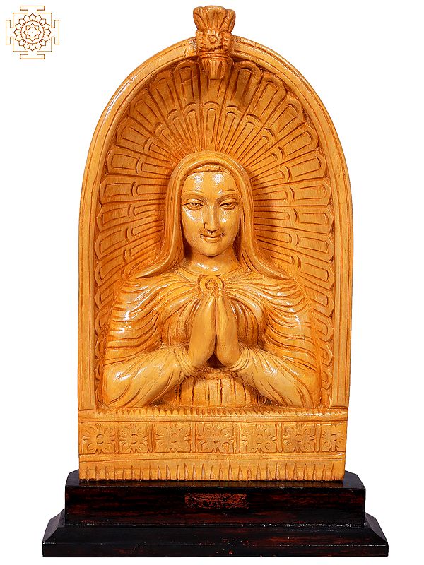 12" Mother Mary Bust Wooden Statue
