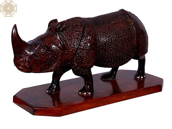 11" Rhinoceros Wooden Statue