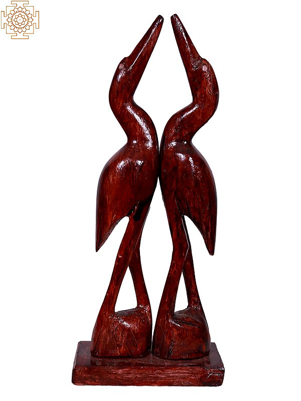 8" Cranes Wooden Sculpture | Decorative Bird Figurines