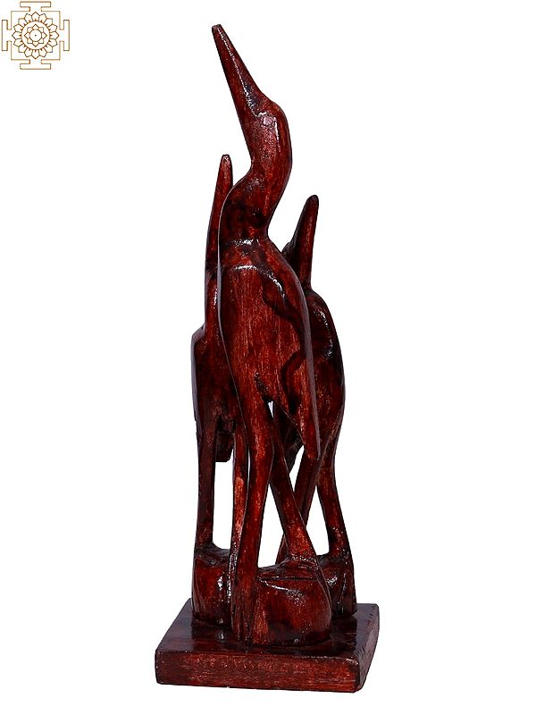 8" Cranes Wooden Statue | Decorative Bird Sculpture