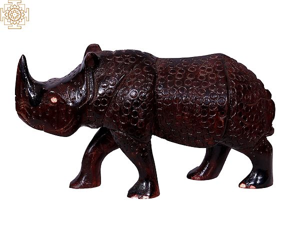 5" Rhinoceros Wooden Statue