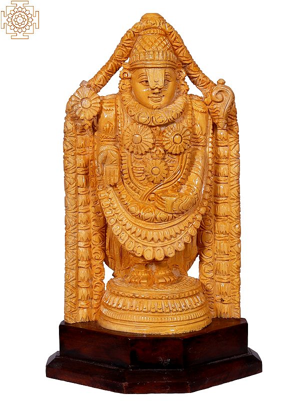 9" Wooden Standing Tirupati Balaji (Venkateshvara)