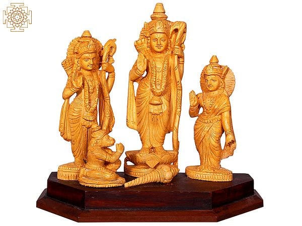 10" Wooden Shri Ram Darbar Idol | Wood Carving Sculpture