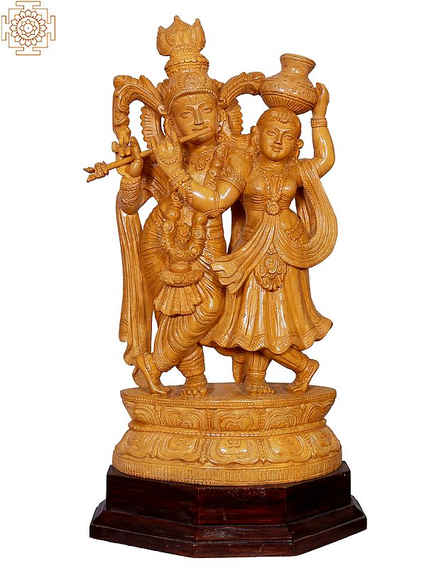 20" Wooden Standing Radha Krishna