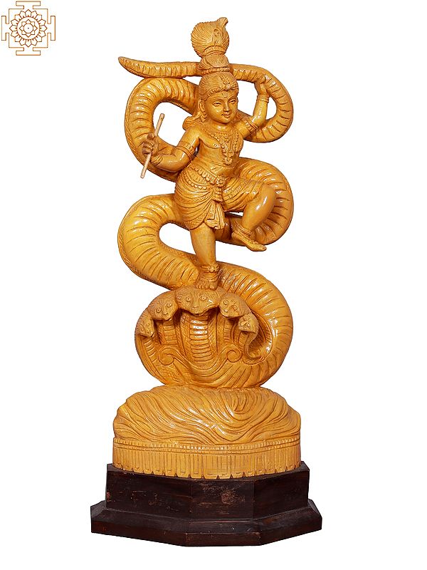 18" Wooden Kaliya Mardan Krishna