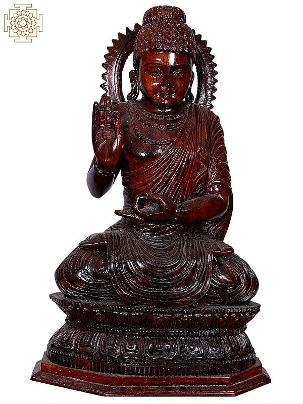 25" Wooden Lord Buddha