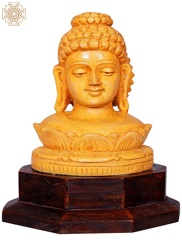5" Wooden Buddha Head