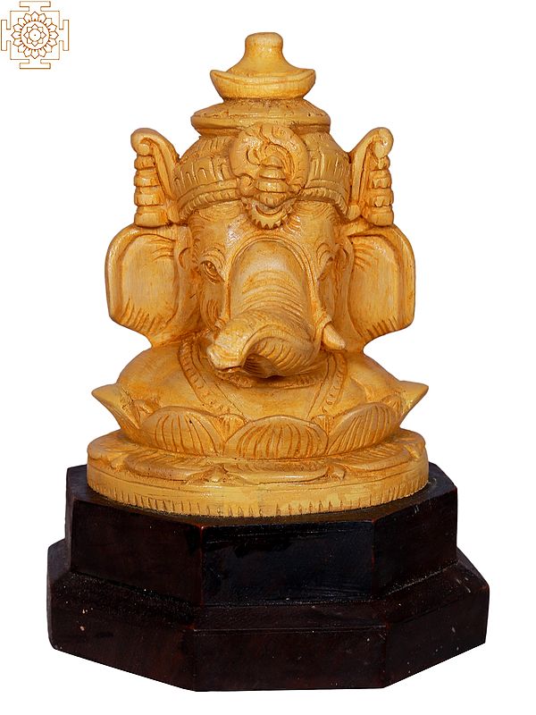6" Wooden Lord Ganesha Head