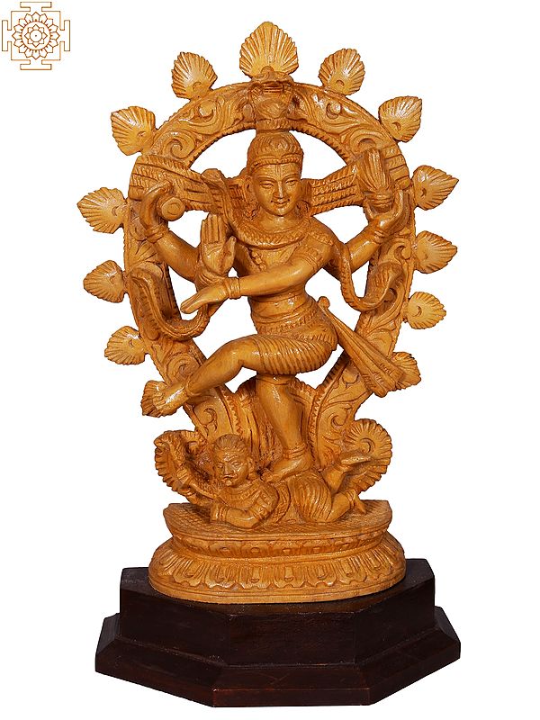 10'' Nataraja (Dancing Shiva) Dancing On Apasmara | Wooden Statue