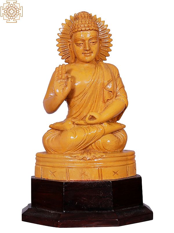7'' Gautama Buddha Sitting In Vitarka Mudra | Wooden Statue